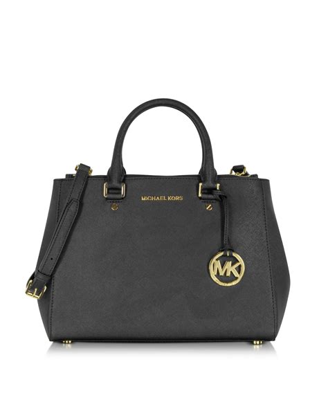 michael kors black saffiano leather sutton medium satchel bag|Michael Kors saffiano bag black.